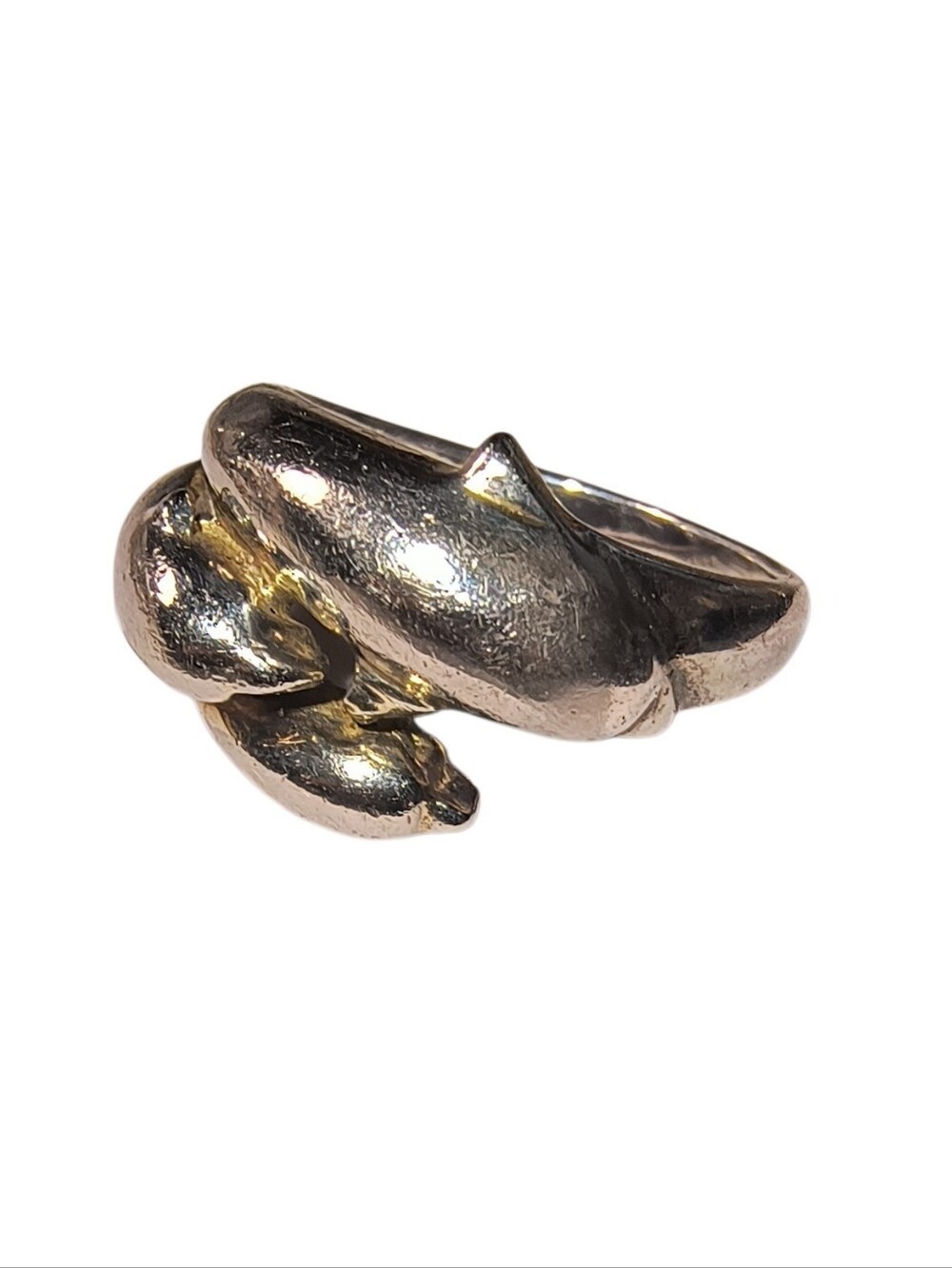 Triple Dolphin Wrap Ring in Silk Textured Sterling Silver - Picture 3 of 11